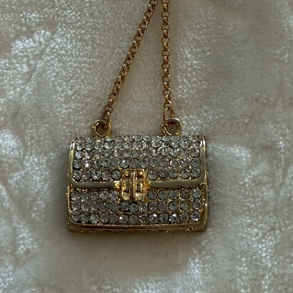 Luxury Pearl & Crystal Handbag Charm Keychain – Gold Tassel Accent - Handmade - Picture 6 of 9